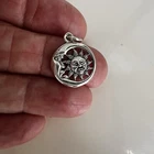 Sun Moon 925 Sterling Silver Moon Face Sun Face  Crescent Moon & Sun Pendant