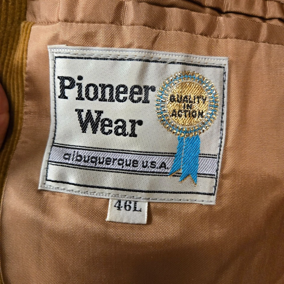 Vintage Pioneer Wear Men's 46 L Brown Camel Corduroy Western Blazer Jacket Sport - Image 3 of 4