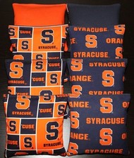 8 CORNHOLE BEANBAGS made w SYRACUSE University Fabric ACA Reg Bags, Top Quality