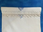 Vintage Hand-Embroidered Cotton Guest Towel, Blue Embroidery on White Background — photo 10