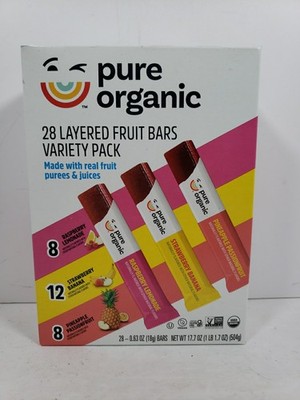Pure Organic Layered Fruit Bars Variety Pack, 28 Ct (1 Box), Expires 4/26