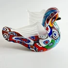 Murano Millefiori Bird Dove Figurine Multicolor Satin Matte Art Glass