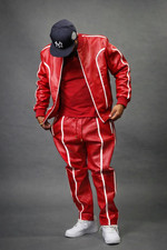 Men Premium Leather Tracksuit - Jogging style Men's Brayden Geniune Leather Suit