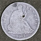 1875 50c Seated Liberty Silver Half Dollar