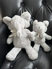 2pc- Pottery Barn Kids Stuffed ELEPHANT Plush Pair Baby Nursery Decor 17 11
