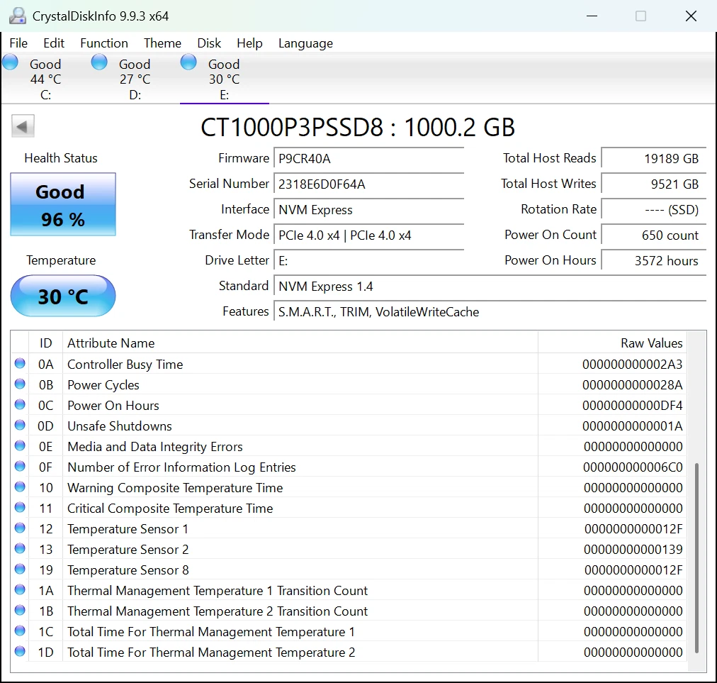 SSD Crucial P3 Plus 1 TB NVMe M.2 Nvme Gen4 X4