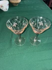 Vtg 2 PINK Depression Etched Banded CORDIAL GLASSES 2 OZ. 4.5" X 2"