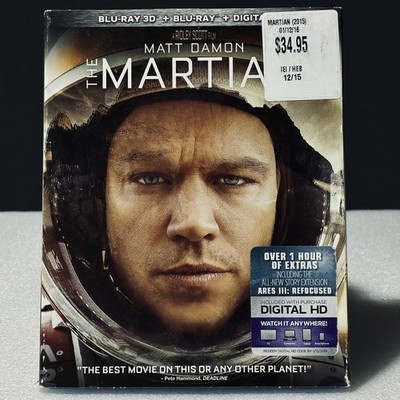 The Martian Blu-ray 3D Blu-ray Digital HD Matt Damon Fox Sci-Fi Movie Slipcover