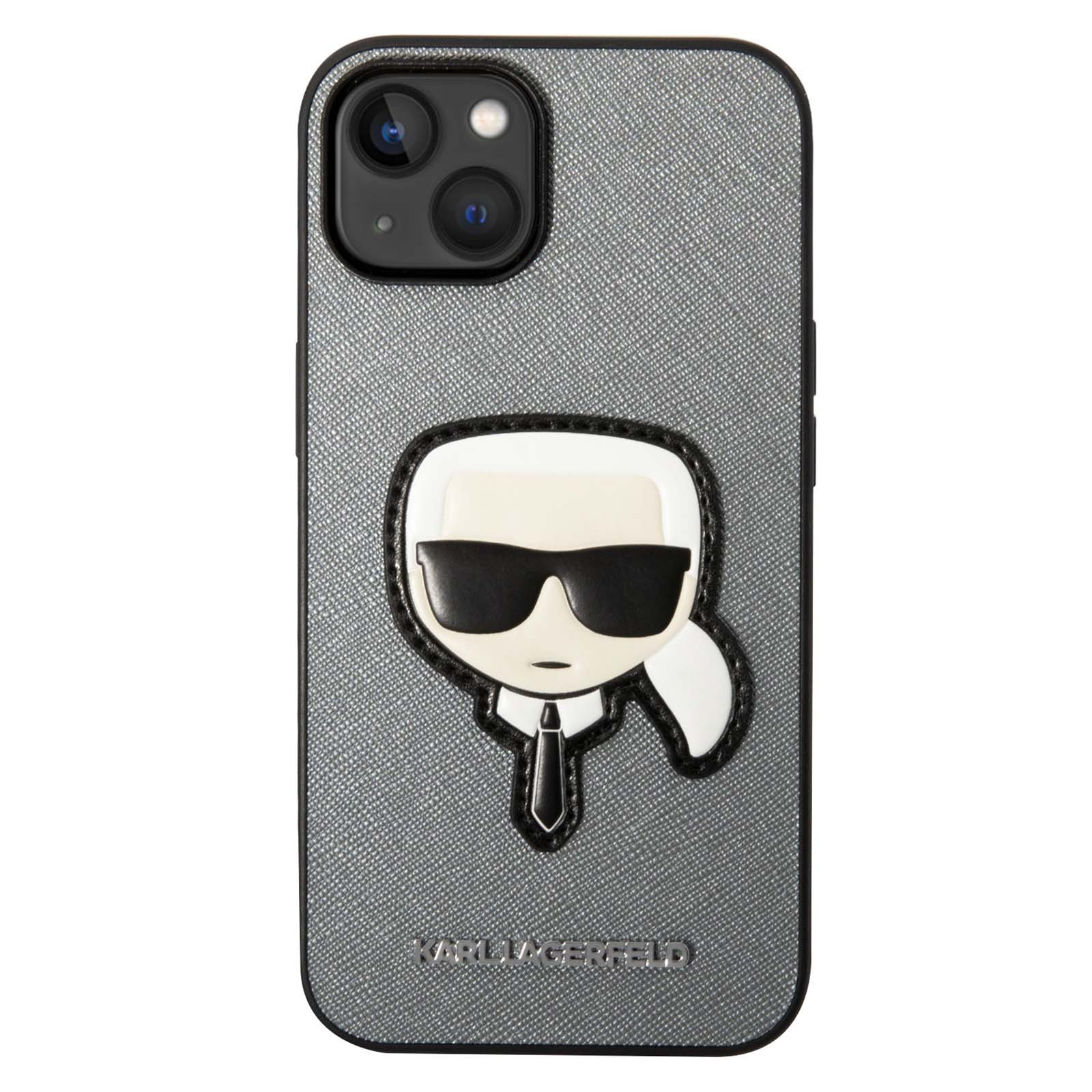 Protection robuste iPhone 14 Plus Karl Lagerfeld antichoc argent