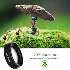 2 In 1 Mobile Phone Lens 0.45X Wide Angle 12.5X Macro HD Camera Black