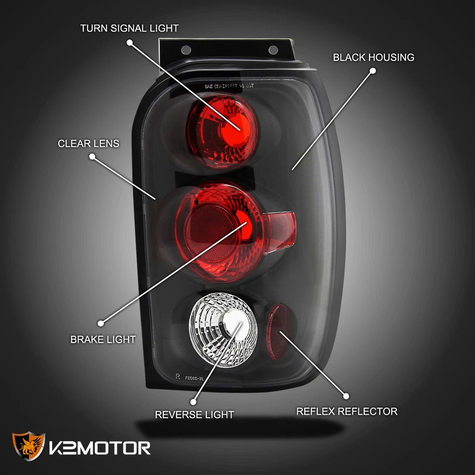 Black Fits 1998-2001 Ford Explorer Mercury Mountaineer Tail Lights Brake Lamps Foto 3 de 4