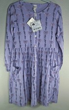 Kate Quinn Long Sleeve Button Front Pocket Dress Butterfly Vine Bamboo 8Y NWT