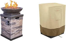 Newcastle Propane Firebowl Column + Classic Accessories Veranda Fire Column Cove