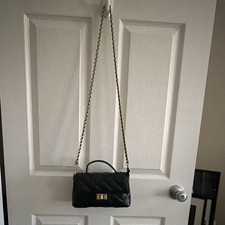 Women s Black Quilted Small Crossbody Top Han...