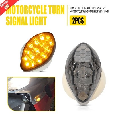 2x Motorcycle 12LED Flush Mount Turn Signal Smoke Amber Lights Blinker Indicator