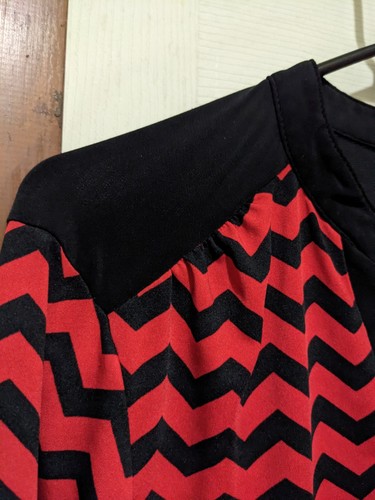 Perseption Concept Woman Red Black Zigzag Striped 3/4 Sleeve Midi Dress Size XL - Bild 7 von 9