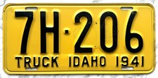 1941 Idaho Truck License Plate - Nice Original Paint