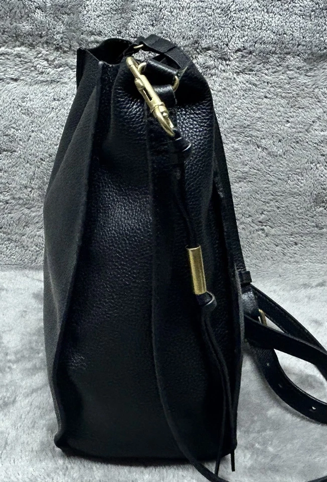 Lucky Brand Black Leather Women's Hobo Shoulder Crossbody Purse Bag - Image 3 of 4
