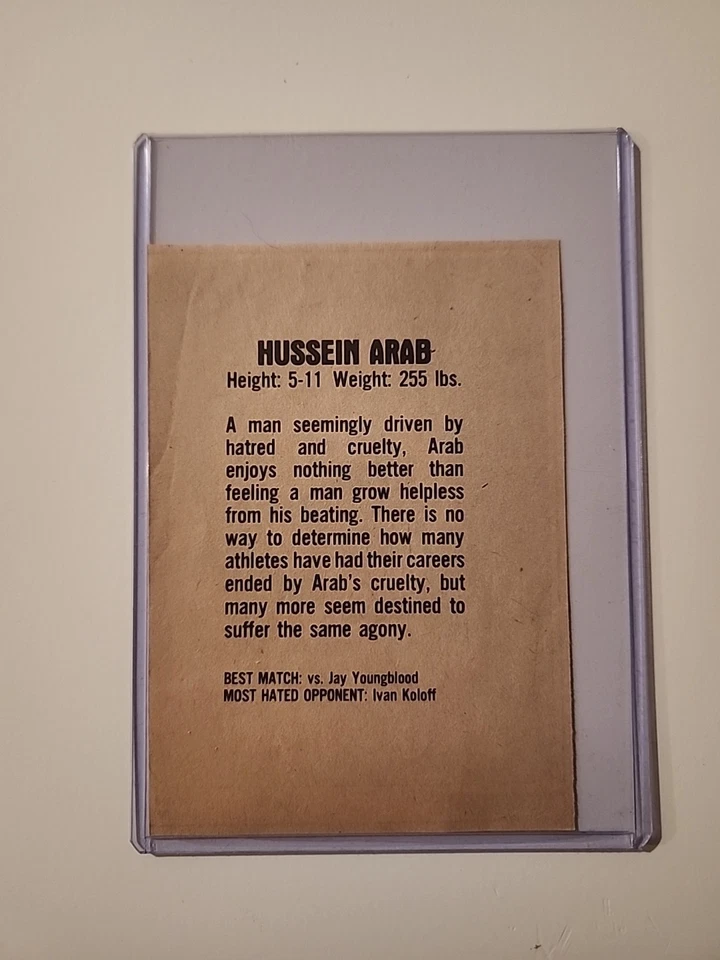 Tarjeta coleccionable de la revista Wrestling Superstars 1981 Iron Sheik Hussein Arab Rookie Foto 2 de 3