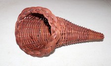 Cornucopia Wicker Basket Decoration 10" Centerpiece Brown