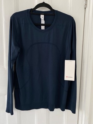 Lululemon Relaxed Swiftly Langarmshirt UK 12 US 8 marineblau neu mit Etikett  