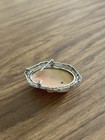 Vintage Cameo Lady Portrait Oval Filigree Frame Brooch Pin in Silver — photo 3