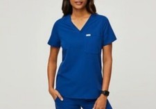 FIGS Scrub Technical Top Womens XXS Blue Catarina One Pocket Surgical Workwear