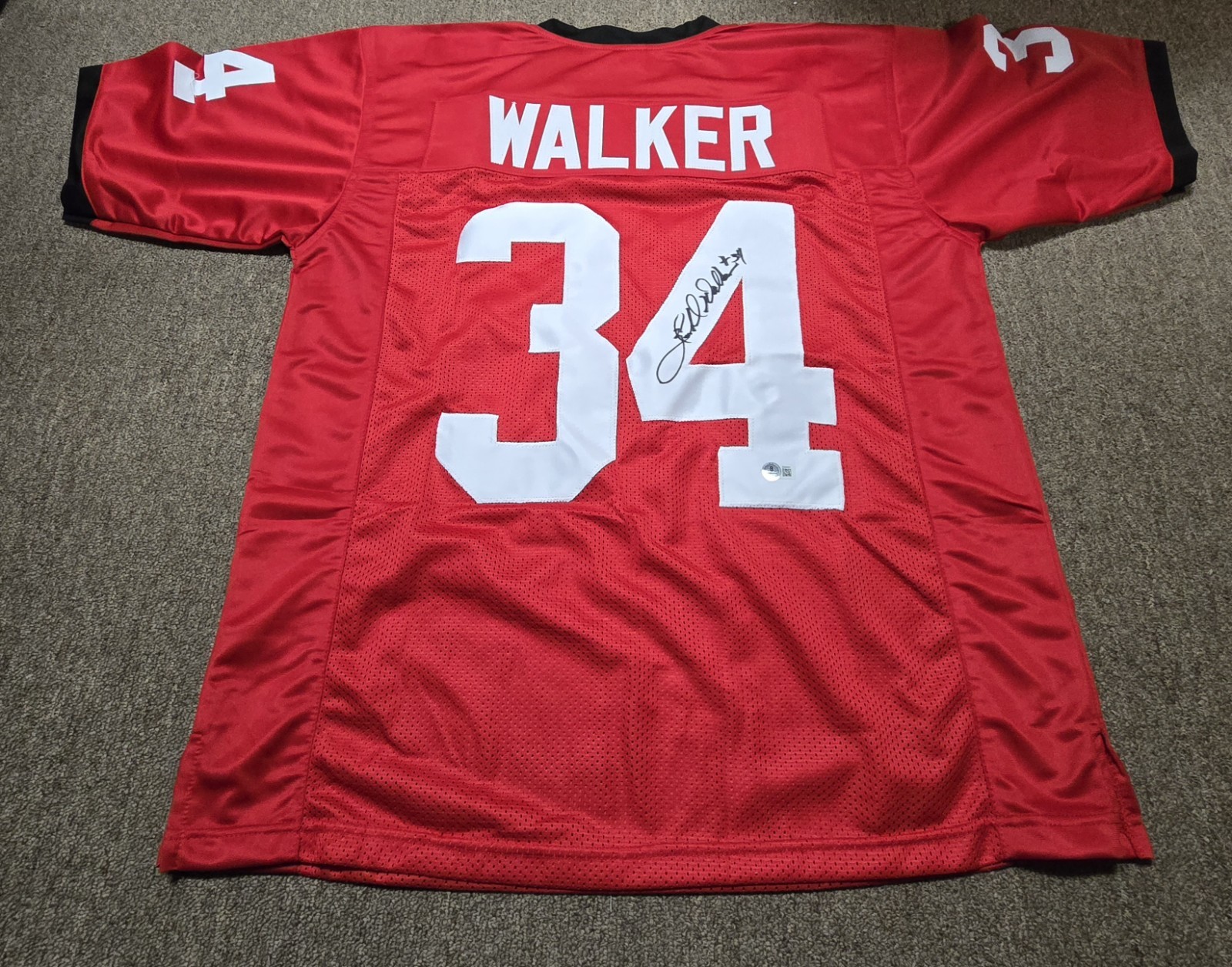 Herschel Walker Autographed Signed Georgia Bulldogs XL Red Jersey Beckett Auto Football 