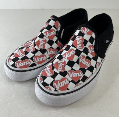 Vans Classic Slip On Damen Asher Checkerboard Love Hearts Sneaker UK3 EU35