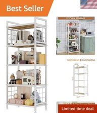 5-Tier Pantry Shelves with Wooden Boards, Heavy Duty Storage Shelves  Book S...