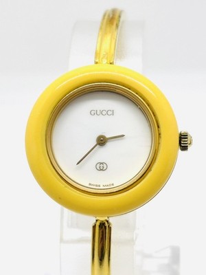 Near Mint] Gucci 1100-L change bezel White Red Vintage Watch Used