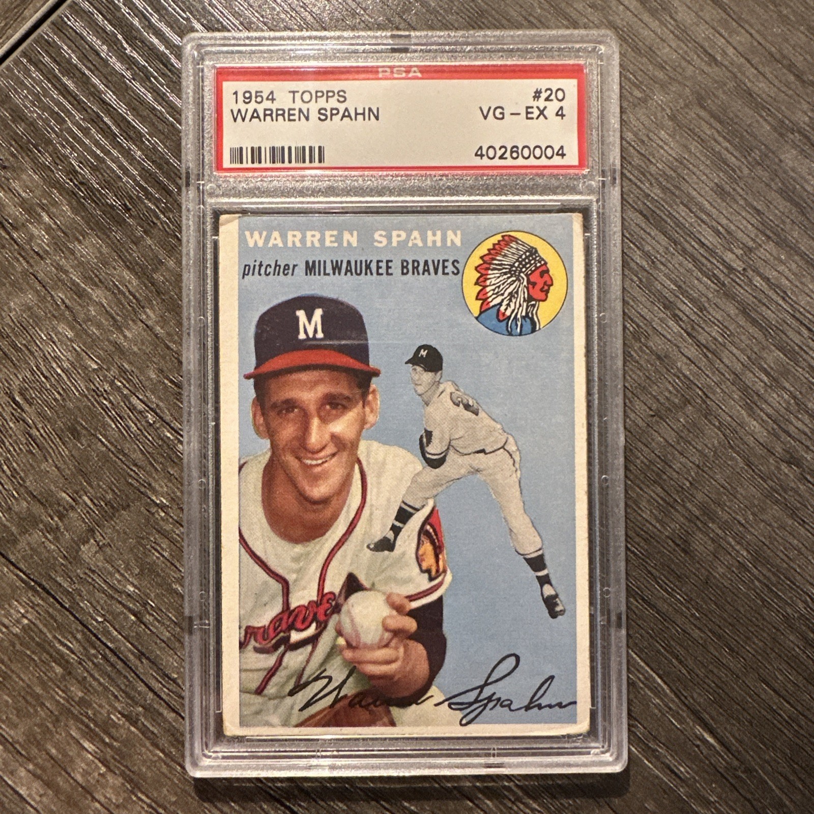 Warren Spahn 1954 Topps #20 PSA 4 Braves