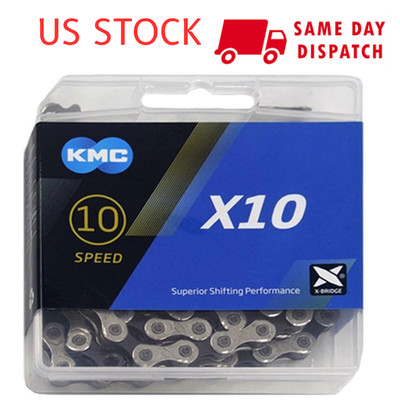 KMC X10 10-Speed Bicycle Chain 116 Links, MTB/Road, Magic Button Quick Link