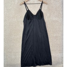 VANITY FAIR Slip Dress Women's Medium Size 38 Black Vintage Lace Trim Nylon USA
