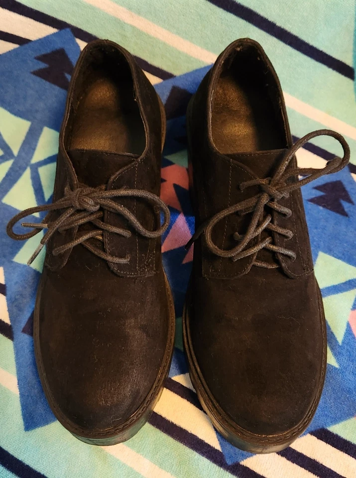 Plataforma Oxford Torrid negro grueso tacón alto para mujer talla 11 WW imitación gamuza Foto 4 de 4