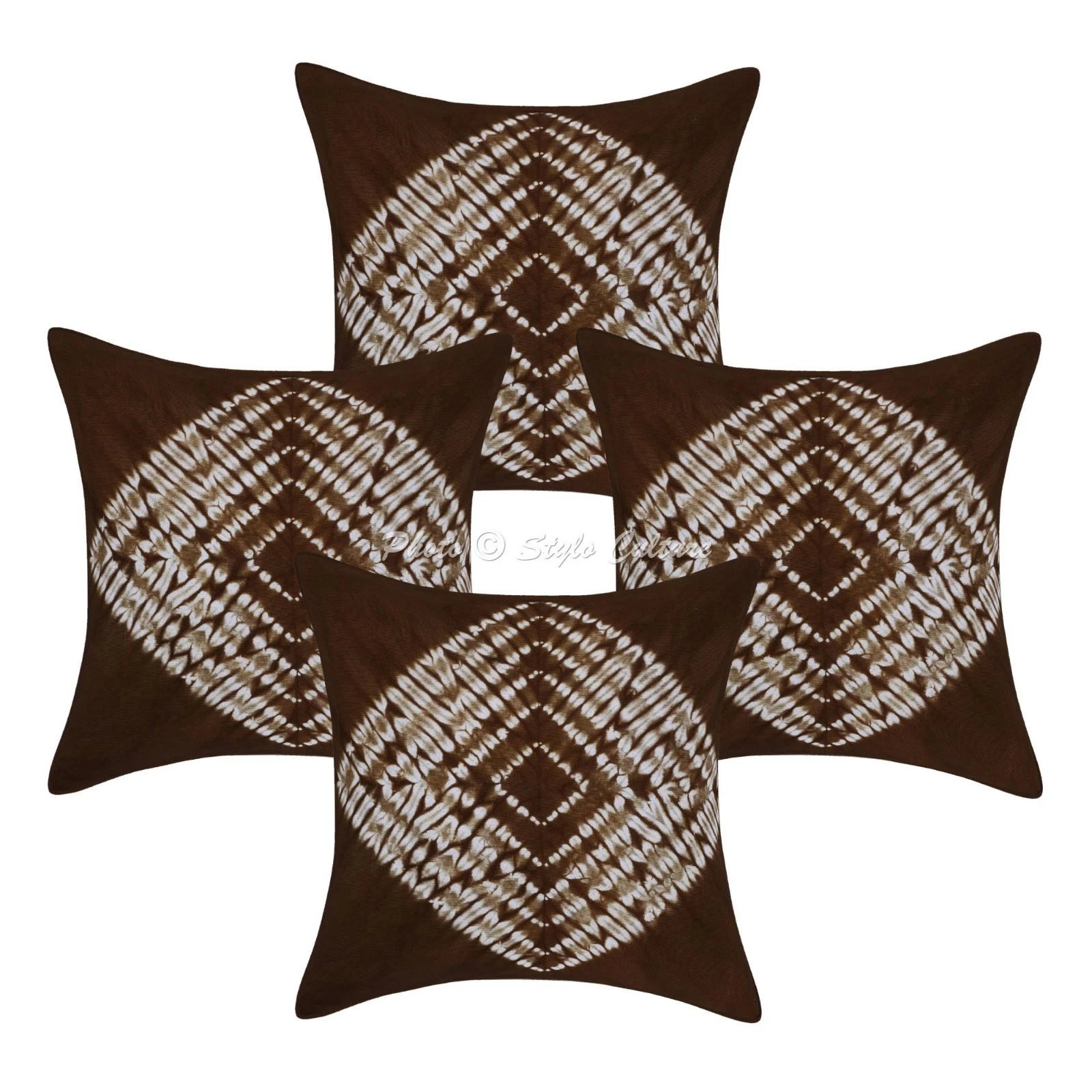 Ethnic Shibori Throw Pillow Covers 20x20 Cotton Tie Dye Home Decor Cushion Cover