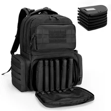 Tactical Pistol Backpack with 6 Pistol Cases, Gun Range Backpack with 10x Mag...