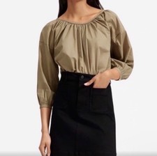 NWT Everlane The Ruched Air Blouse Covert Green Size 2 New