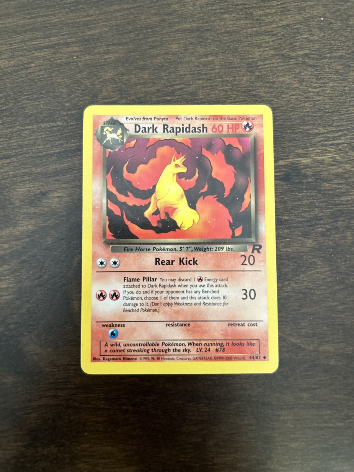 Dark Rapidash Non-Holo WOTC Pokemon Card 44/82 Rocket Set EXCELLENT