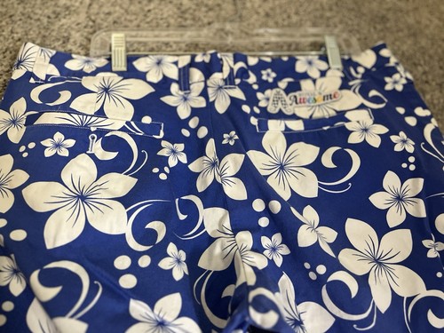 Royal & Awesome Women’s Golf Pants Hawaii Five-O Blue White Floral Hibiscus 18 - Picture 22 of 22