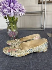 Vintage 1950s 1960s Daniel Green Comfy Floral Slippers Boudoir Size 8