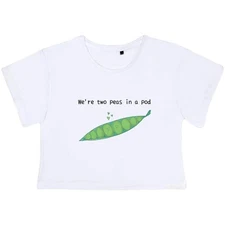 'Two Peas In A Pod' Women's Cotton Crop Tops (CO057669)
