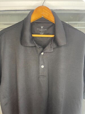 Lyle and Scott Mens Black Polyester Polo Shirt L lightweight