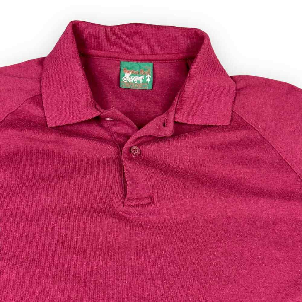 FILA Vintage Polo Shirt Adult SMALL Burgundy 80s Raglan Benton Row Solid