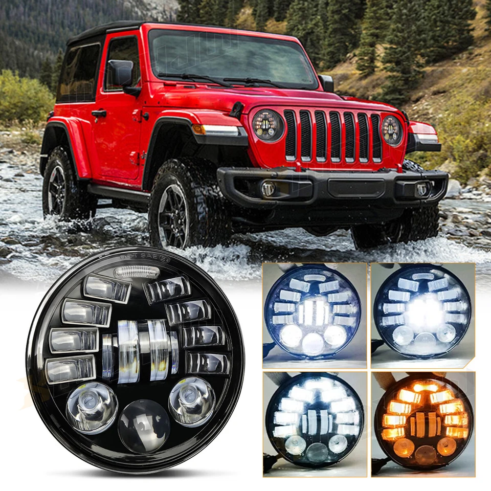 Faros LED de haz alto bajo DOT para Cadillac DeVille 1958-1974 2 piezas 5-3/4 5,75" Foto 2 de 4