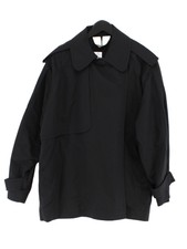 Arket Women's Coat S Black Cotton With Linen Overcoat