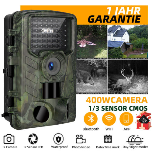 Cámara salvaje 60MP 4K video cámara de caza detector de movimiento visión nocturna con tarjeta SD gratuita - Imagen 1 de 17