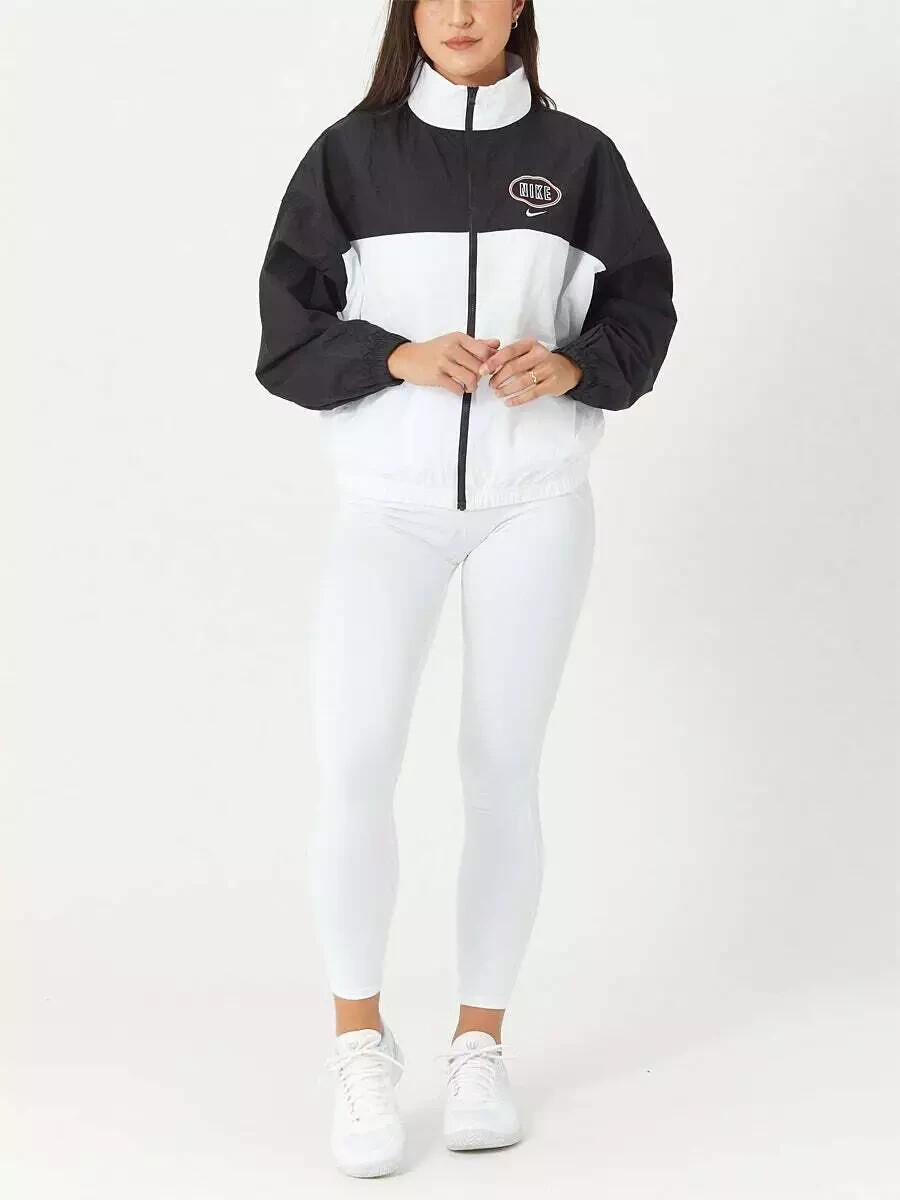 Nike Sportswear Summer Varsity Jacket CZ8318 010 Black/White New Women's  Size L