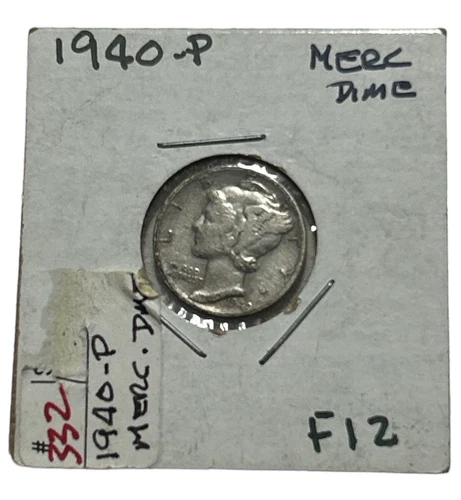 1940 p 90% Silver Mercury Dime (Winged Liberty Head) In Fine Condition ￼