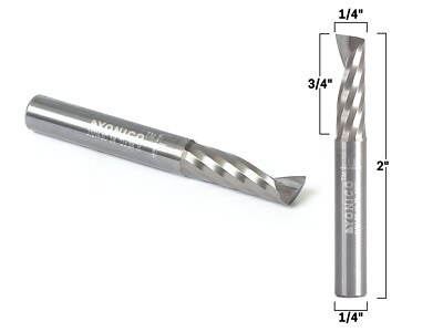1/4'' Diameter O Flute Upcut End Mill CNC Router Bit 1/4'' Shank - Yonico 31014-SC